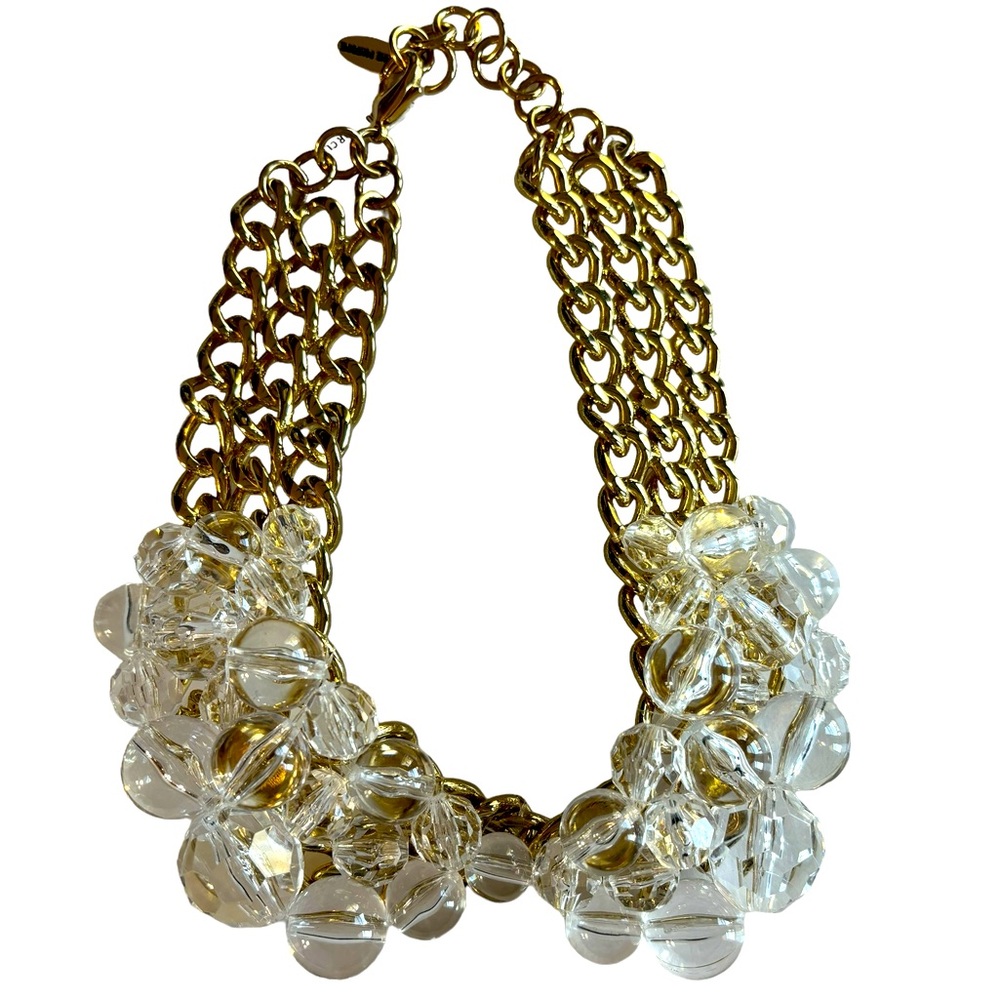 Anne Fontaine Lucite Bead On Clair Gold Tone Peter Pan Collar Volta Necklace 18”